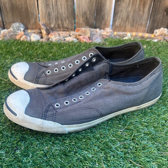 Converse Jack Purcell Low Profile Gray Slip-On Sneakers - Picture 3 of 9